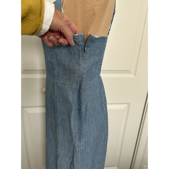 J. Crew Women's Chambray Slip Midi Dress Vista Blue Wash Size 6P - Picture 7 of 14
